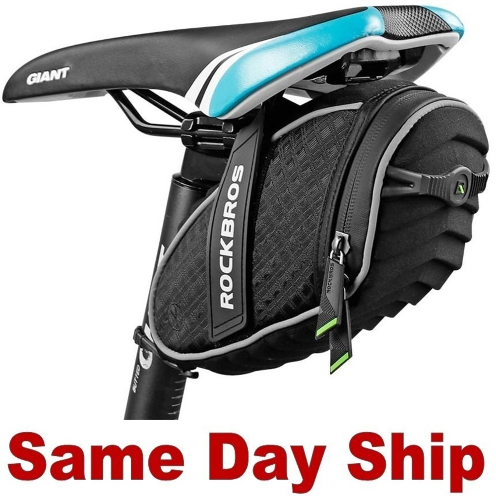 ROCKBROS Bike Seat Saddle Bag for Mountain & Road Bikes Black Reflective